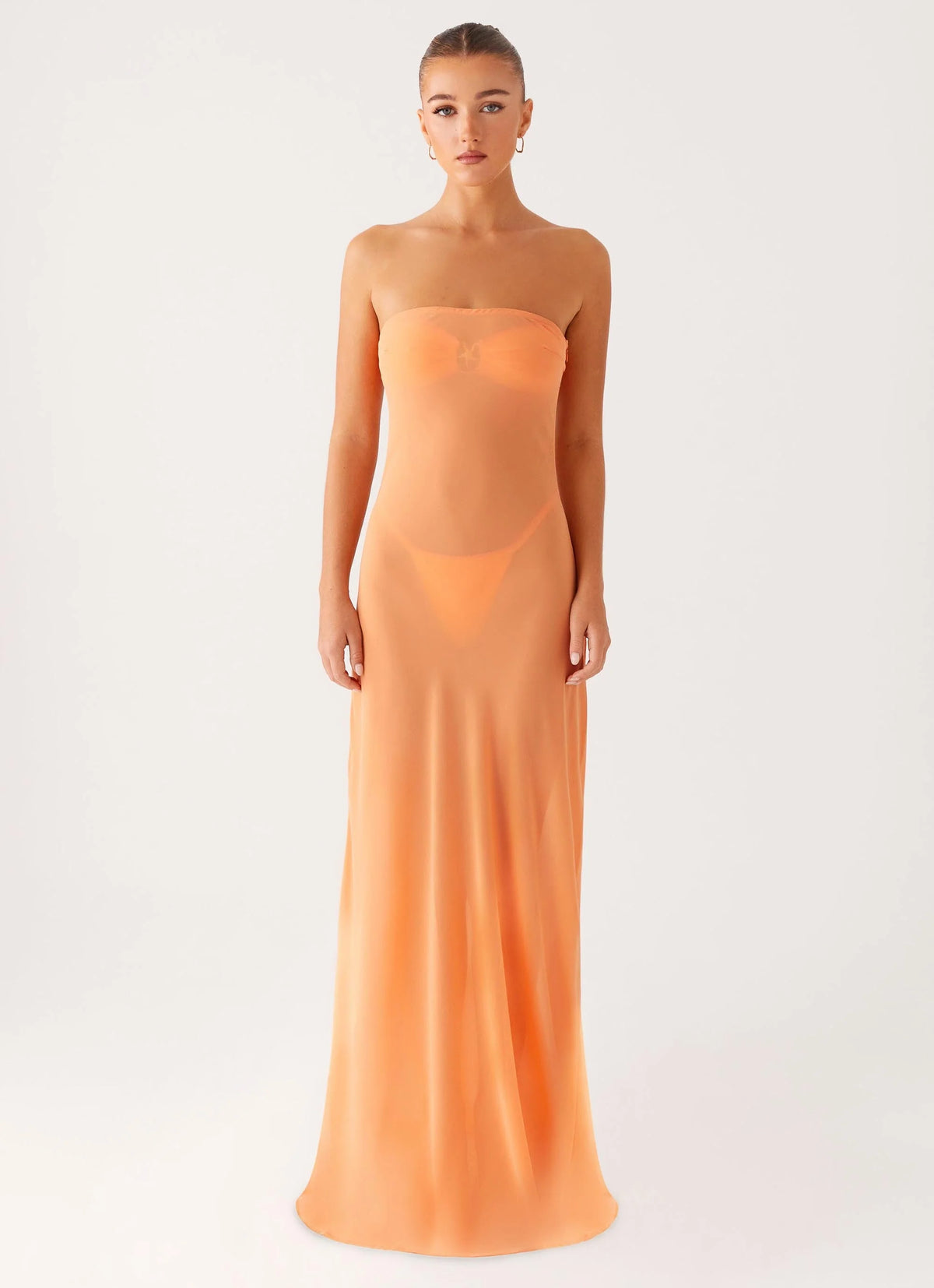 Mattie Strapless Maxi Dress - Orange