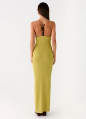 Hold On Tight Knit Maxi Dress - Olive
