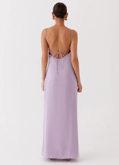 Dream Sight Lace Satin Maxi Dress - Lilac