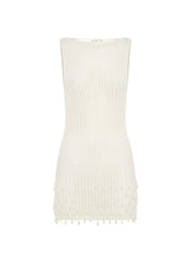 Miracle Beaded Crochet Mini Dress - Ivory