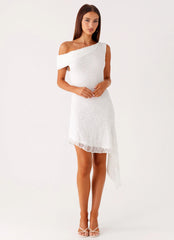 Rylee One Shoulder Midi Dress - White