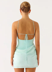 Keanu Cupro Mini Dress - Aqua