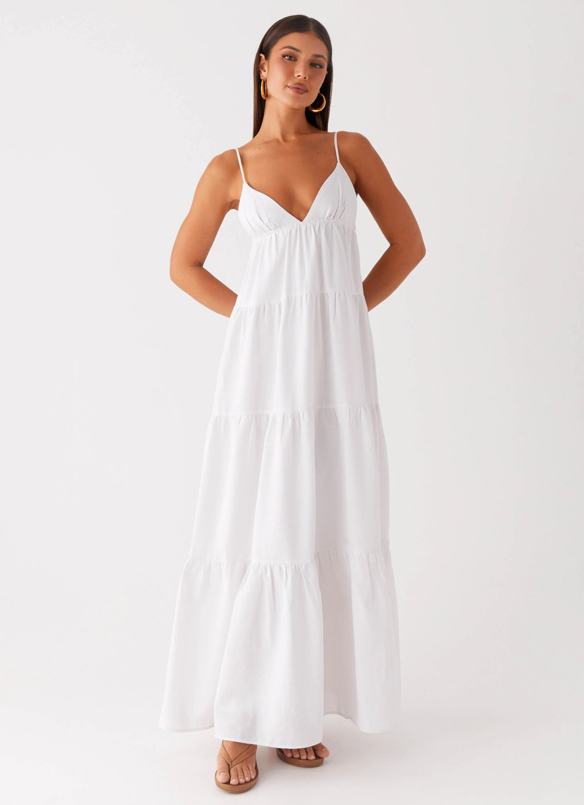 Lotty Linen Maxi Dress - White