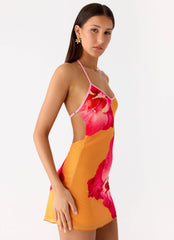 Yura Mini Dress - Orange Floral Spritz