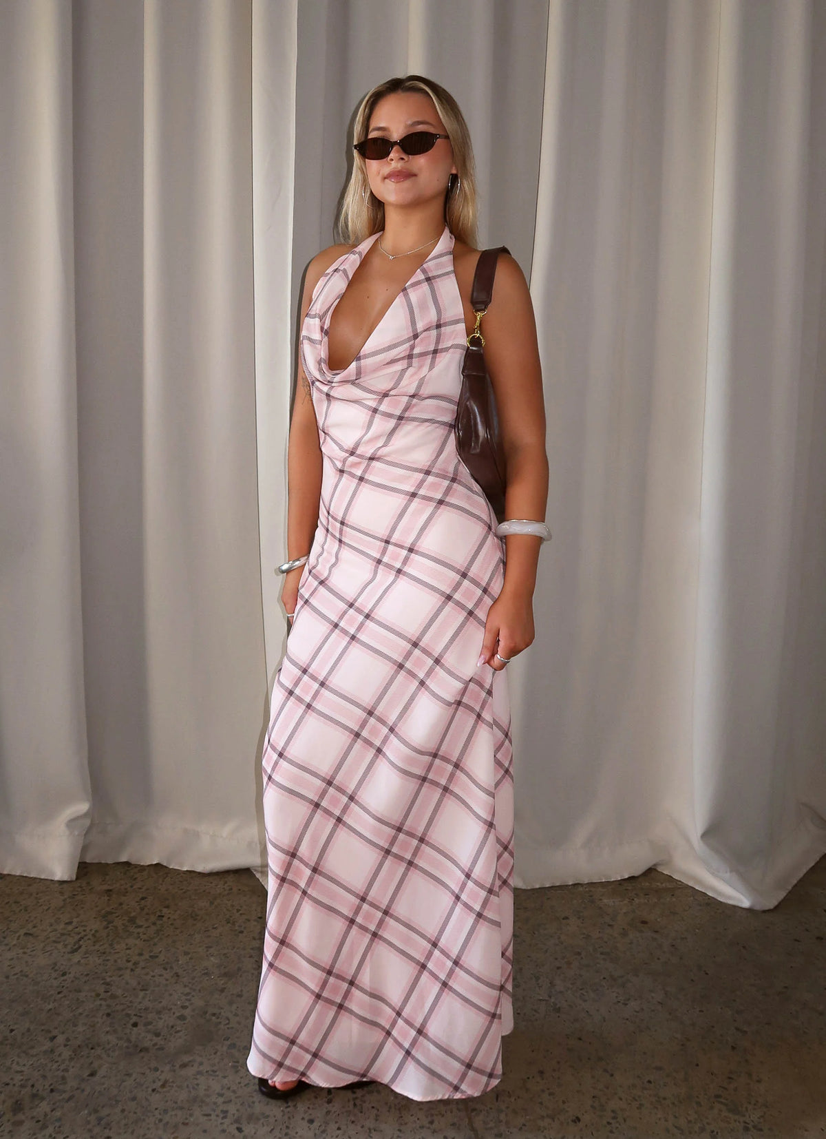 Muse Maxi Dress - Pink Check
