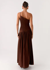 Thinking About You Linen Maxi Dress - Brown