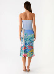 Niko Strapless Midi Dress - Spring Garden