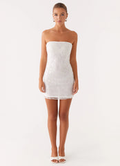 Moorey Beaded Mini Dress - White Silver
