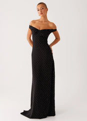 Melany Maxi Dress - Black Polka Dot