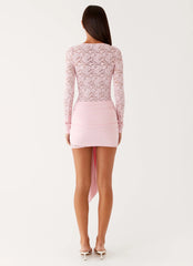 Consie Long Sleeve Mini Dress - Pink