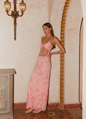 Akira Beaded Maxi Dress - Pink Orange
