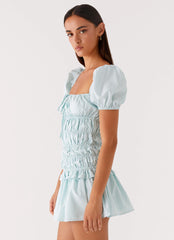 Yolene Mini Dress - Green Gingham