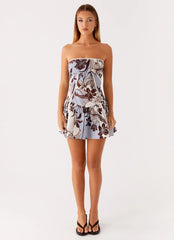 Larnie Linen Mini Dress - Bluewood Blossom