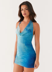 Free Falling Mini Dress - Blue Tie Dye