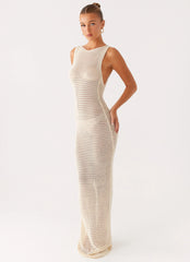 Beach House Crochet Maxi Dress - White