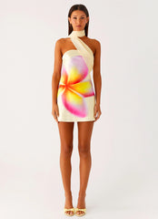 Isa Scarf Satin Mini Dress - Frangipani Yellow