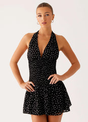 Holden Mini Dress - Black Polka Dot