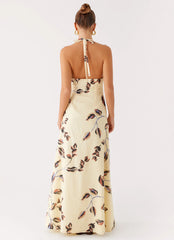 Elvina Halter Neck Maxi Dress - Buttercream Bliss