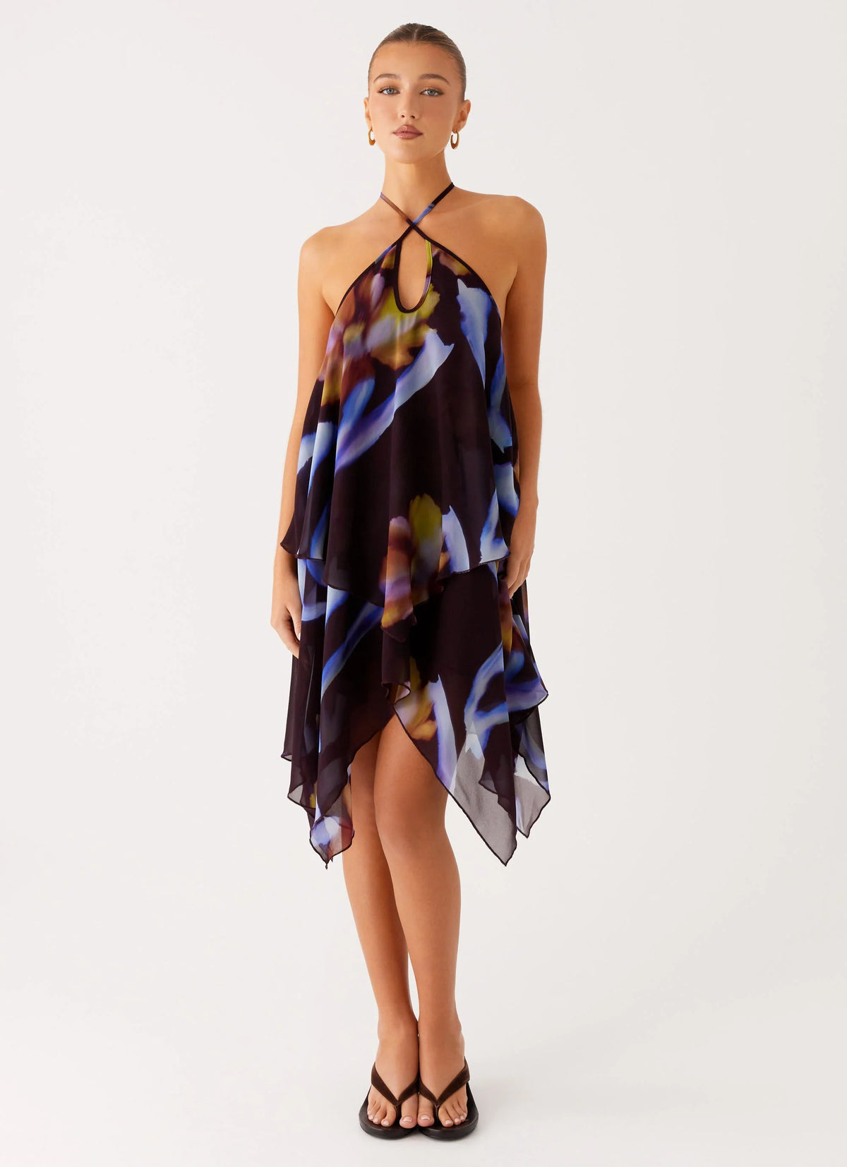 Verbena Midi Dress - Dark Floral