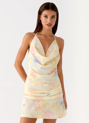 Cyna Cowl Mini Dress - Spring Meadow