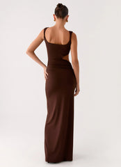 Balvin Cut Out Maxi Dress - Cool Chocolate