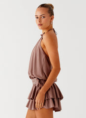 Dopamine Belt Mini Dress - Taupe