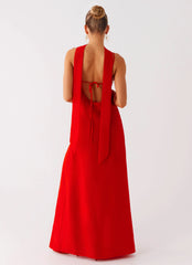 Yorke Scarf Maxi Dress - Raspberry Red