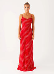 Pareo Maxi Dress - Red Polka Dot