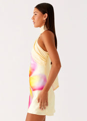 Isa Scarf Satin Mini Dress - Frangipani Yellow