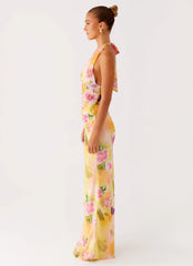 Main Act Halter Maxi Dress - Sunburst Floral