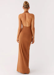 Plunge For You Maxi Dress - Tan