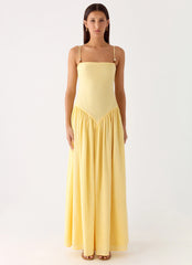 Aura Linen Maxi Dress - Lemon