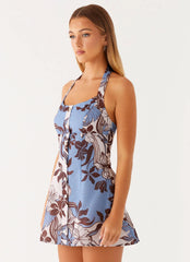 Sincere Mini Dress - Bluewood Blossom