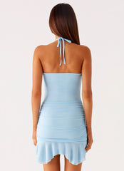 Spears Halter Mesh Mini Dress - Blue