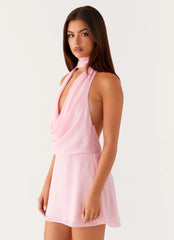 Chantal Backless Scarf Mini Dress - Pink