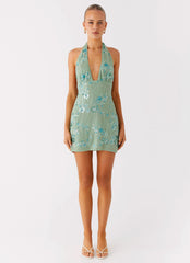 Monet Beaded Mini Dress - Mint