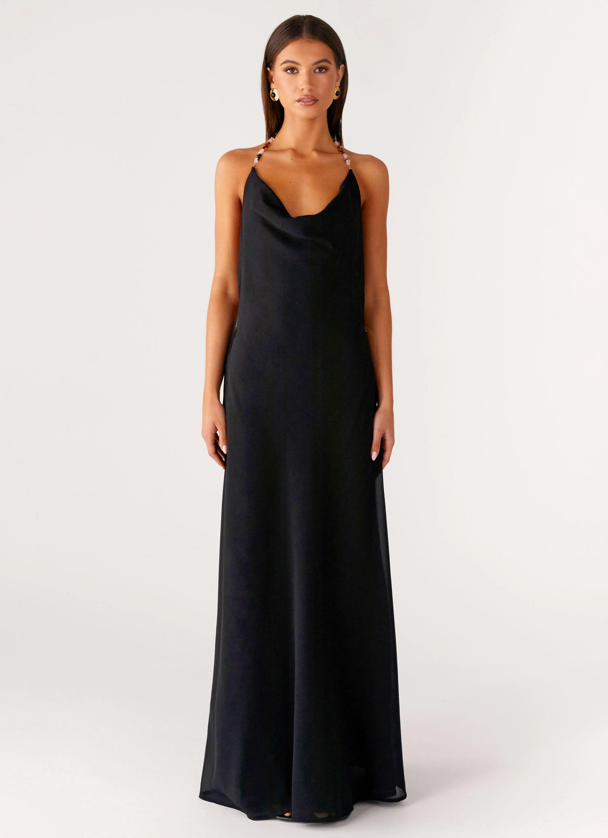 Morning Crush Cowl Maxi Dress - Black