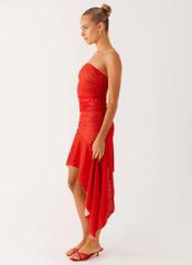 Think About It Midi Dress - Fire Red