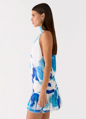 Willow Chiffon Mini Dress - Cerulean Bloom