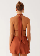 Golden Dunes Mini Dress - Rust