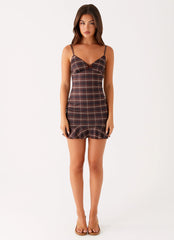 Karis Mini Dress - Brown Black Check