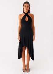 Velvet Sky Midi Dress - Black