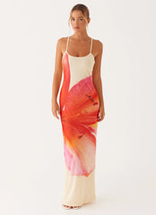 Bad News Mesh Maxi Dress - Yellow Floral