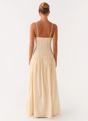 Jacinda Drop Waist Maxi Dress - Cream
