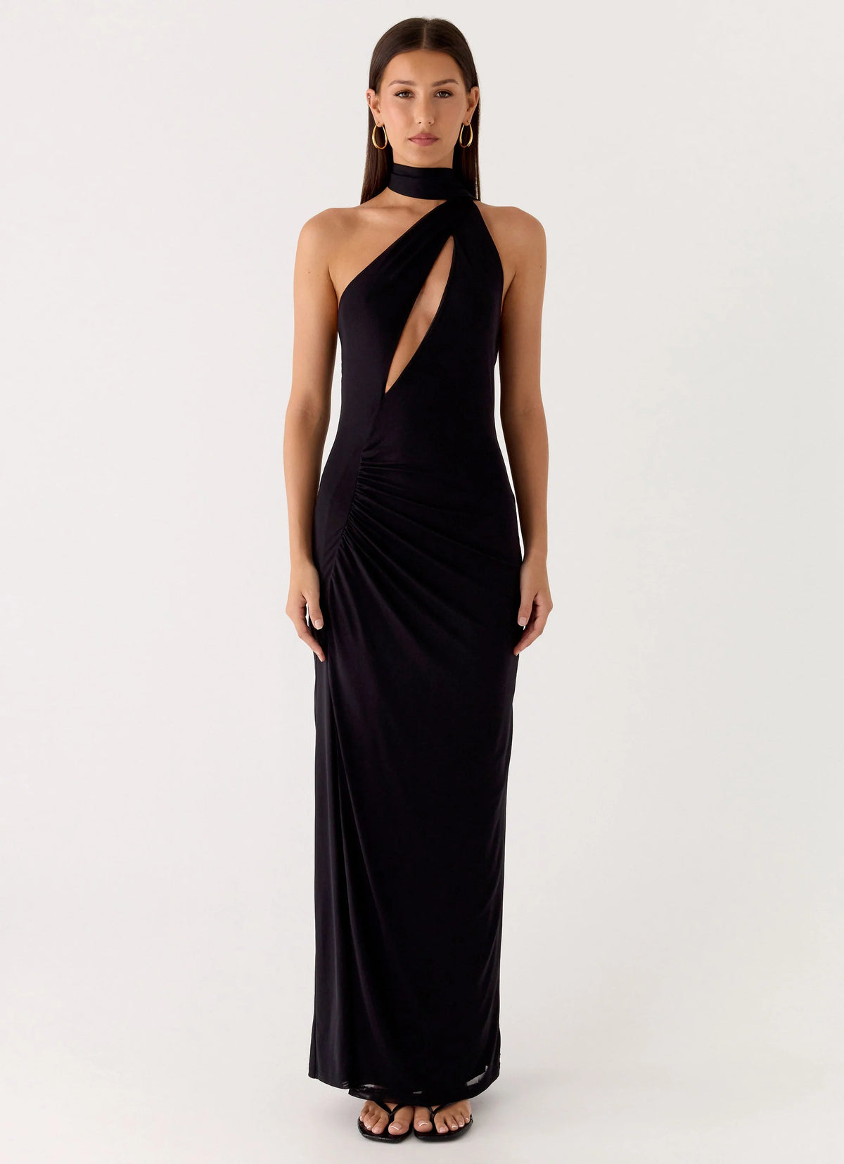 Velvet Vacation Scarf Maxi Dress - Black
