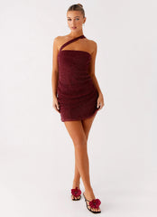 Misty Mesh Mini Dress - Maroon