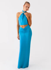 Chiquita Halter Maxi Dress - Turquoise Blue