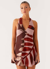 Heavy Hearted Linen Mini Dress - Cinnamon Palm