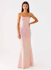 Attitude Knit Sequin Maxi Dress - Iridescent Pink