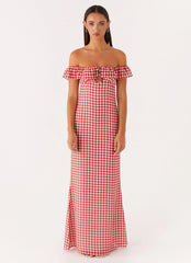 Scarlet Cherry Maxi Dress - Red Gingham